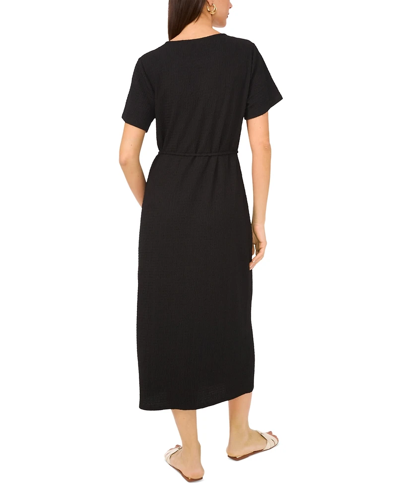 Vince Camuto Women's Short-Sleeve Tie-Waist Midi Dress