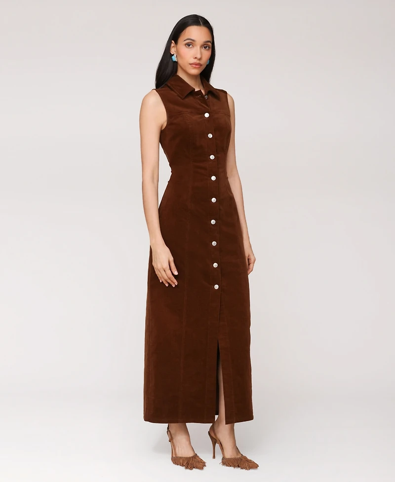Avec Les Filles Women's Corduroy Sleeveless Maxi Dress