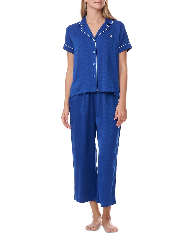Tommy Hilfiger Women's 2Pc Short Sleeve Notch Pajama Set