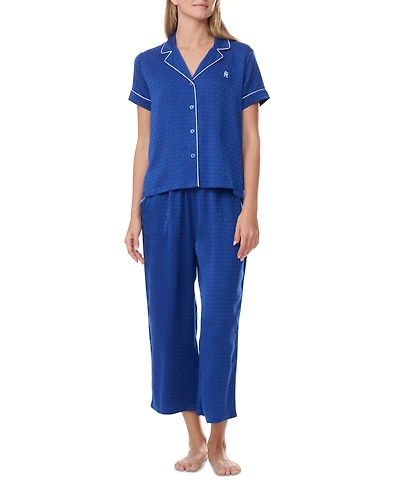 Tommy Hilfiger Women's 2Pc Short Sleeve Notch Pajama Set