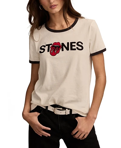 Lucky Brand Women's Rolling Stones Graphic Cotton Ringer T-Shirt
