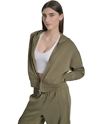 Dkny Sport Women's Drop-Shoulder High-Line Zip Scuba Hoodie
