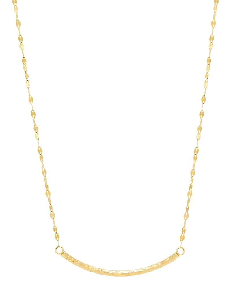 Polished Curved Tube Bar 18" Pendant Necklace in 10k Gold