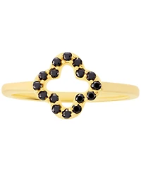 Black Spinel Open Clover Ring (1/6 ct. t.w.) 18k Gold-Plated Sterling Silver