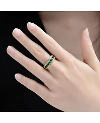 Genevive 14K Gold Plated with Green and Clear Cubic Zirconia Band Ring