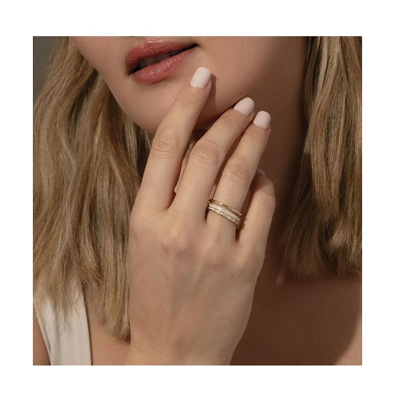 14k Gold-Plated White Hot Forever Ring (Set of 3)