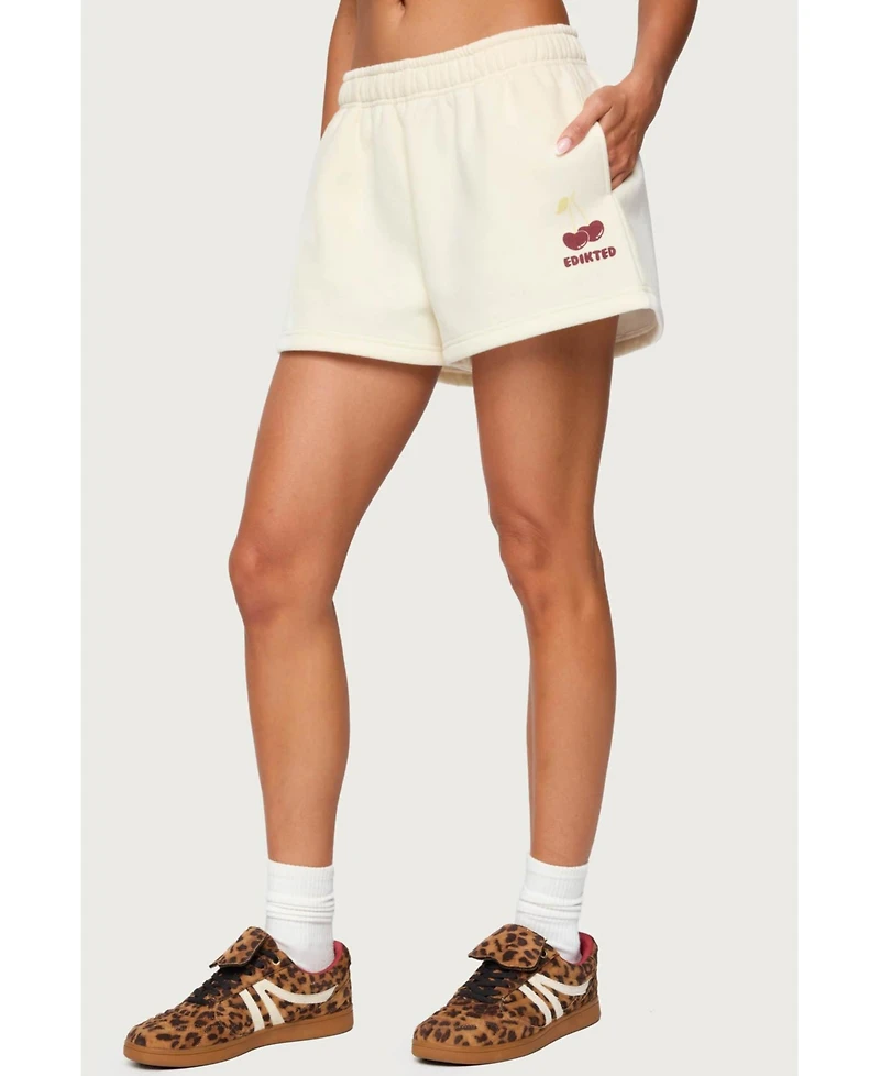Edikted Women's Cherry Babe Sweat Shorts