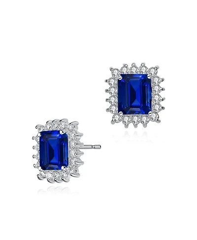 Rachel Glauber Square Stud Earrings with Colored Cubic Zirconia