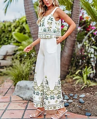 Cupshe Women's Tropical Print Wide Leg Jumpsuit