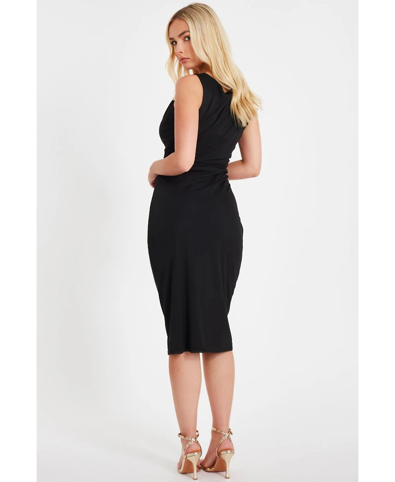 Quiz Women's Mesh Midi Dress with Gold Hardware