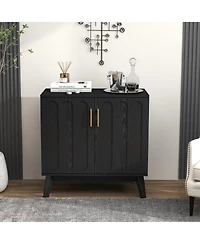 Casainc Mid Century Modern Kitchen Cabinet with Adjustable Shelves & Solid Wood Legs