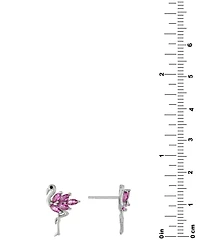Cubic Zirconia Pink Flamingo Stud Earrings in Sterling Silver