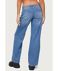 Edikted Women's Nikoletta Straight Leg Low Rise Jeans