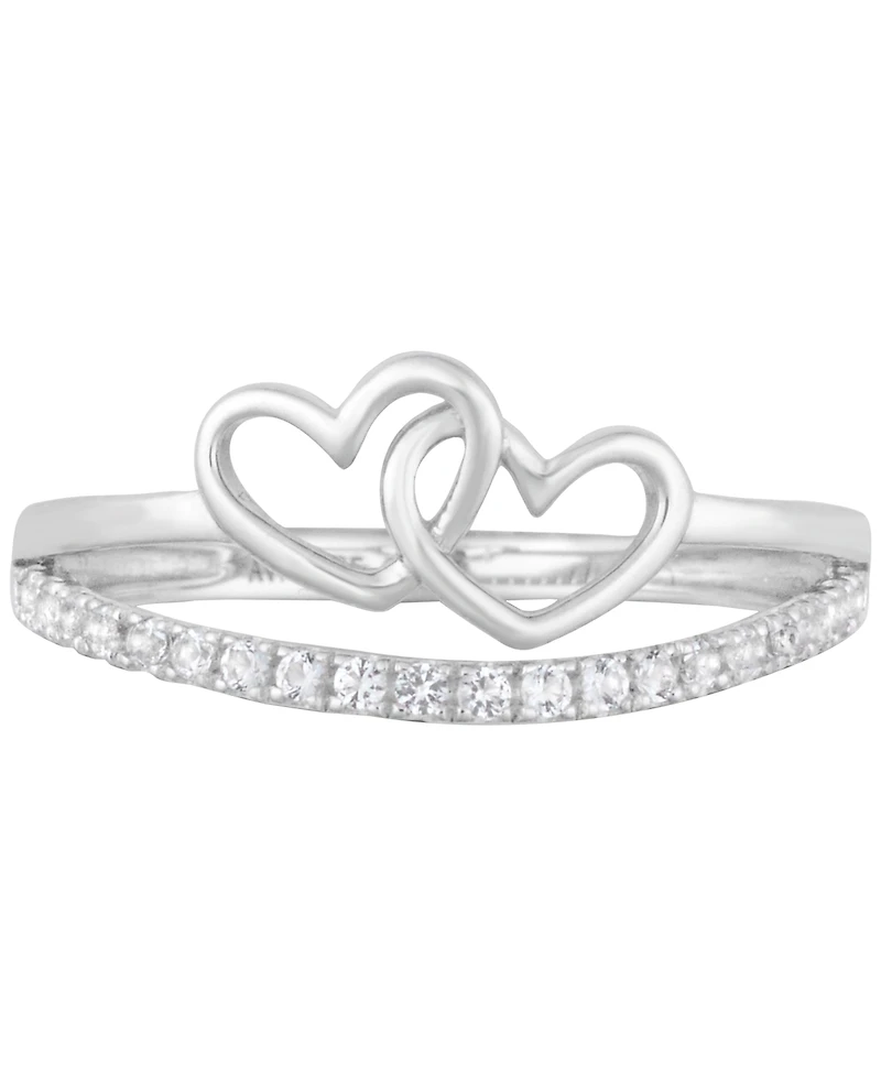 White Topaz 1/4 ct. t.w. Double-Heart Promise Ring in Sterling Silver