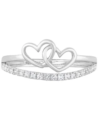 White Topaz 1/4 ct. t.w. Double-Heart Promise Ring in Sterling Silver