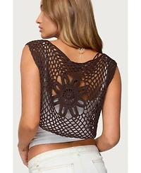 Edikted Women's Kelcie Tie Front Crochet Shrug
