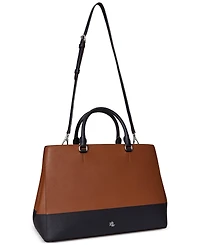 Lauren Ralph Lauren Striped Leather Large Hanna Satchel