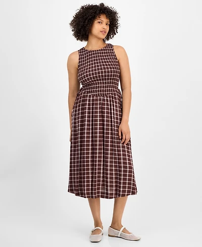And Now This Women's Printed Smocked Sleeveless Midi Dress, Macy's Exclusive