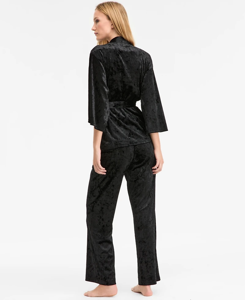 I.n.c. International Concepts Women's 3-Pc. Crushed Velvet Pajama Set, Macy's Exclusive