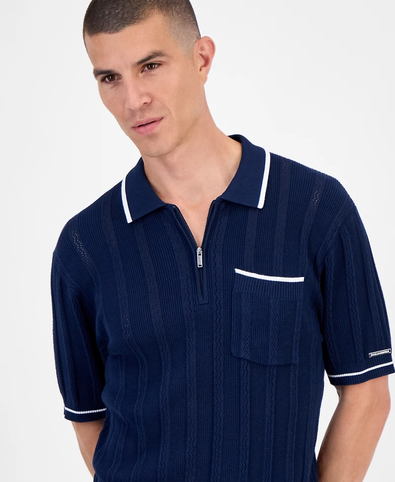 Karl Lagerfeld Paris Men's Half-Zip Knit Polo Shirt
