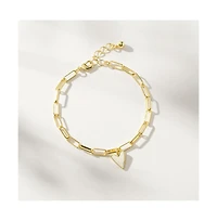 14K Gold-Plated White Heart Bracelet, 6.5" + 1.5" extender