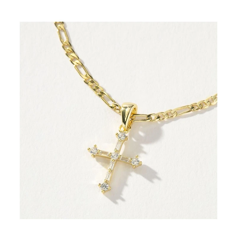 Uncommon James 14k Gold-Plated Cross and Chain Necklace, 16" + 2" extender