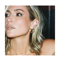 14k Gold-Plated Pave Hoop Earrings