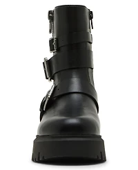 Madden Girl Women's Mally Moto Buckle Lug Sole Boots