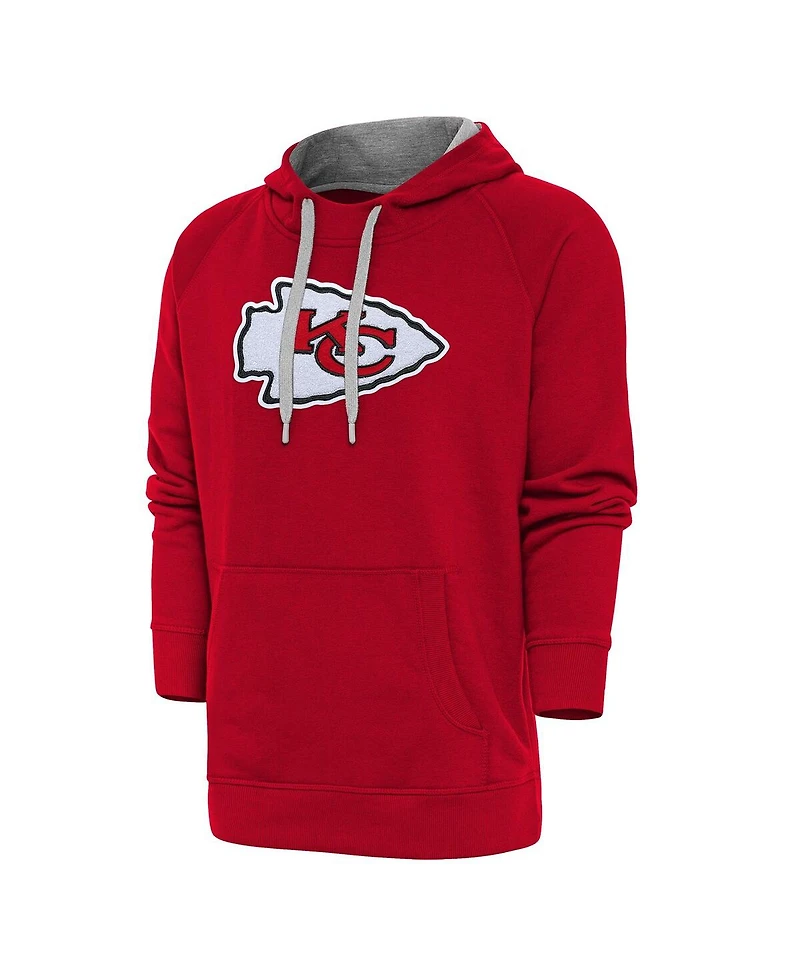 Antigua Men's Red Kansas City Chiefs Victory Chenille Pullover Hoodie