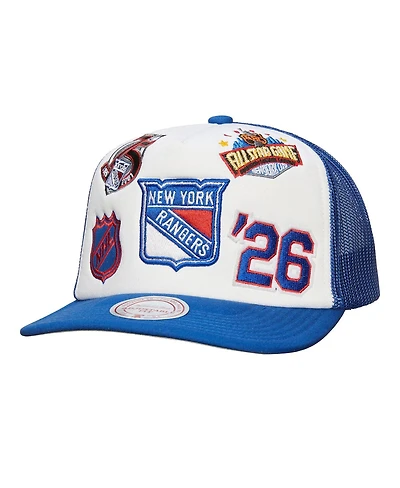 Mitchell & Ness Men's White/Blue New York Rangers Gridlock Trucker Adjustable Hat