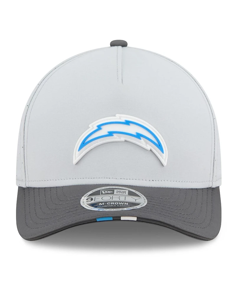 New Era Men's Gray/Graphite Los Angeles Chargers 2025 Nfl Training Camp A-Frame 9FORTY Adjustable Hat