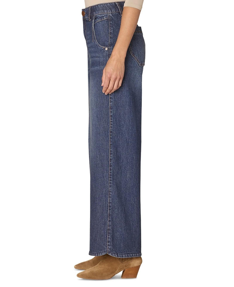 Democracy Petite "Ab"solution Skyrise Tulip-Hem Wide-Leg Jeans