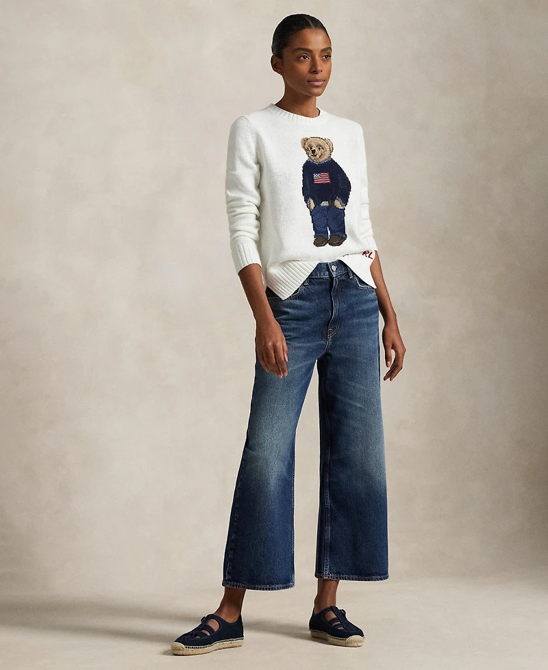 Polo Ralph Lauren Women's Bear Linen-Cotton Crewneck Sweater
