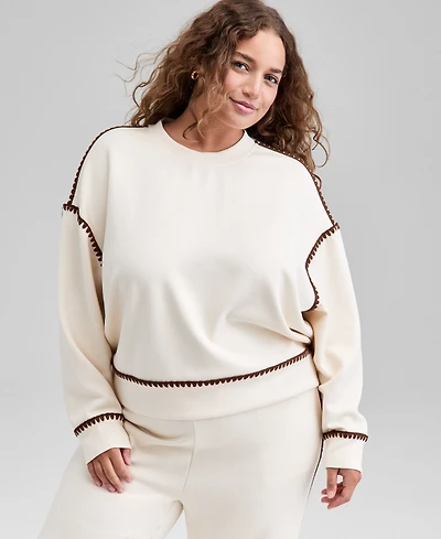 And Now This Trendy Plus Size Scuba Whipstitch Sweatshirt, Macy's Exclusive