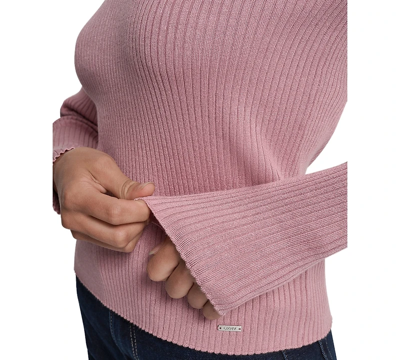 Dkny Jeans Petite Ribbed Johnny-Collar Sweater