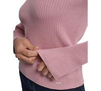 Dkny Jeans Petite Ribbed Johnny-Collar Sweater