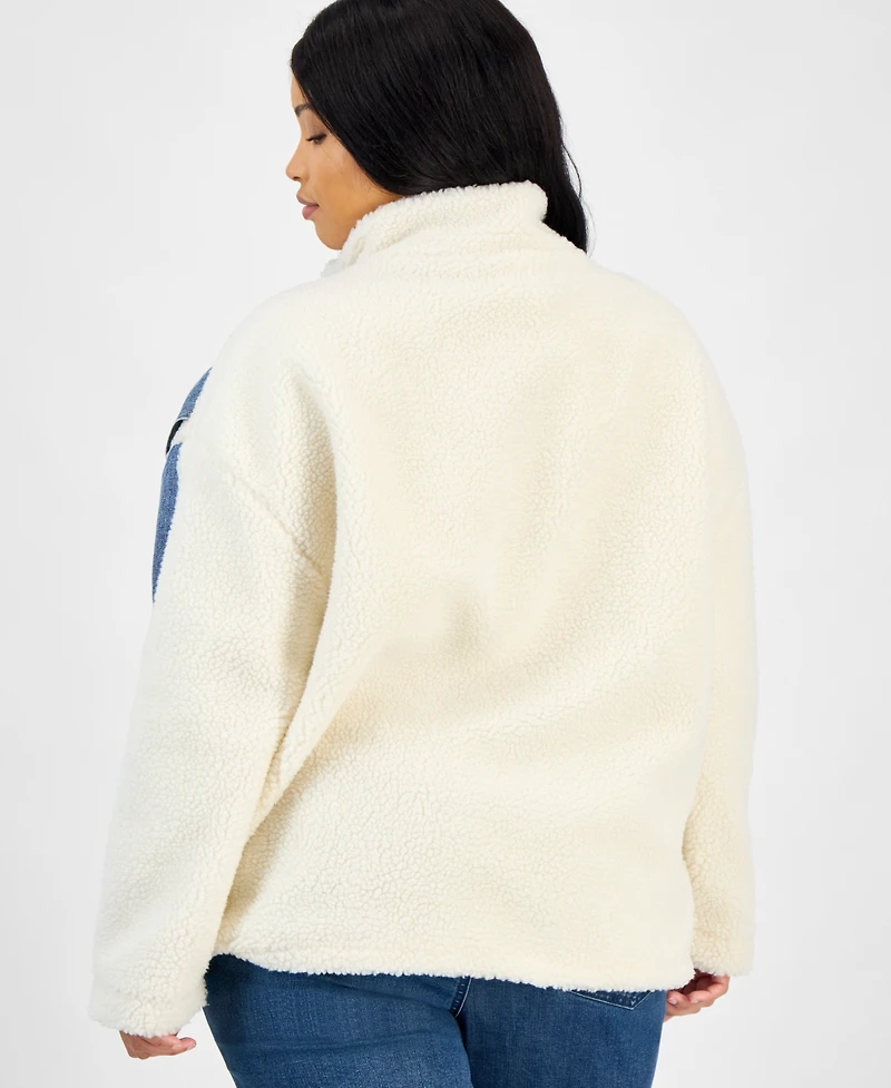 And Now This Trendy Plus Size Denim-Front Teddy Jacket, Macy's Exclusive