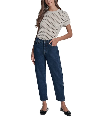Dkny Jeans Petite Mid-Rise Barrel-Leg