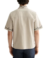 Scotch & Soda Men's Relaxed Fit Short Sleeve Embroidered Button-Front Shirt
