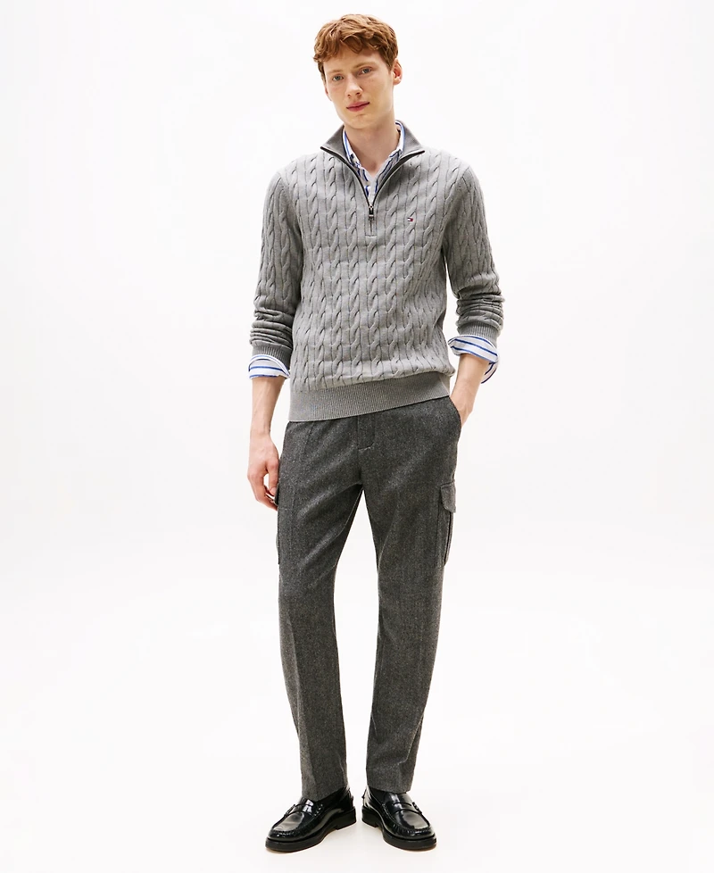 Tommy Hilfiger Men's Long-Sleeve Cable Knit Quarter-Zip Sweater