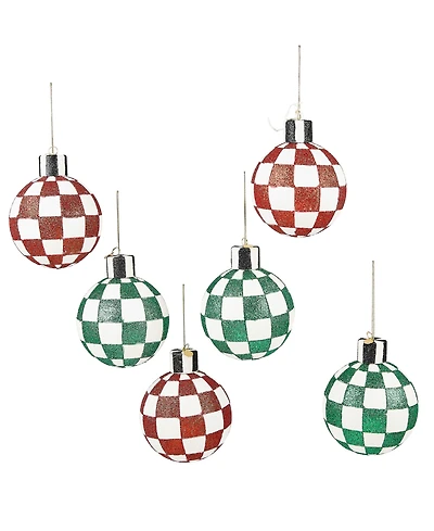 MacKenzie-Childs Courtly Check Ball Ornaments, Set of 6