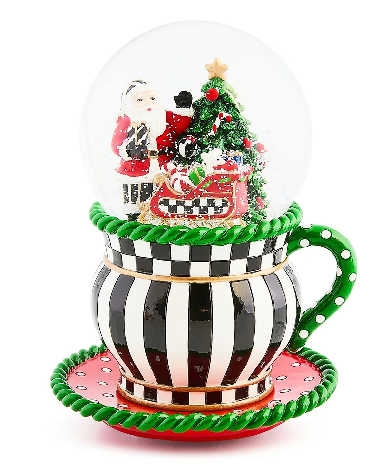MacKenzie-Childs Courtly Check Teacup Snow Globe