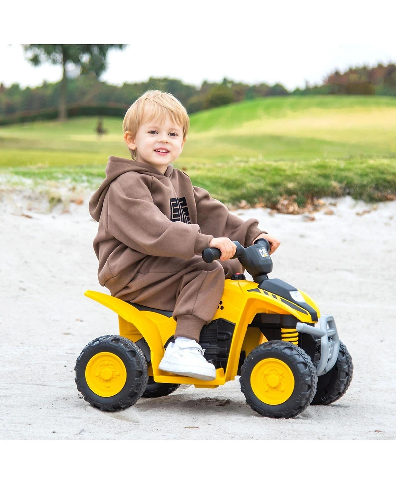 Gymax Cat Licensed Kids Ride on Atv with Horn Sound Led Headlight Foot Pedal
