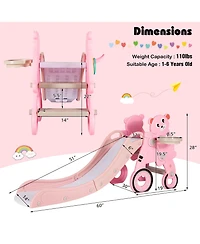 4 in 1 Foldable Baby Slide Toddler Climber Slide PlaySet w/ Ball