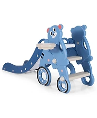 4 in 1 Foldable Baby Slide Toddler Climber Slide PlaySet w/ Ball