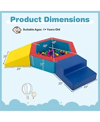 3 Pcs Baby Foam Climbing Blocks with Ball Pit Triangle Stair 100 Ocean Balls