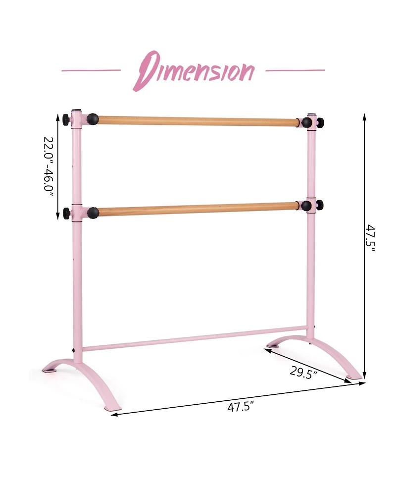 Akiudex 4 Ft Portable Freestanding Double Ballet Barre