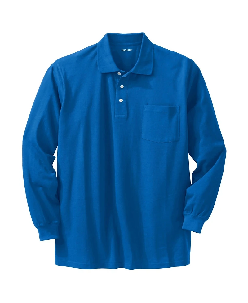 KingSize Big & Tall Long-Sleeve Shrink-Less Cotton Polo Shirt