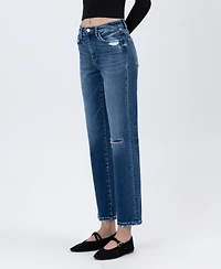 Flying Monkey Women's High Rise Ankle Straight Jeans