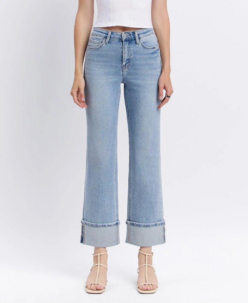 Flying Monkey Women's High Rise Slim Wide Leg Jeans